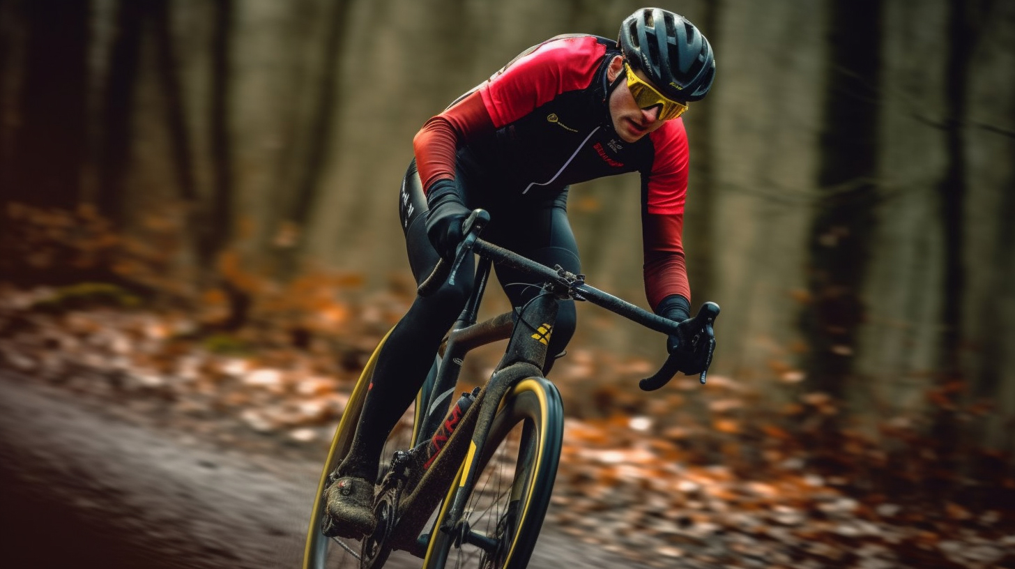 A man cycling in the forest