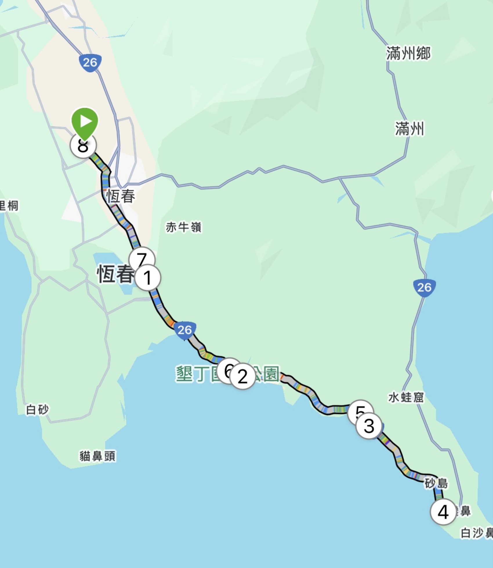 Hengchun cycling route map